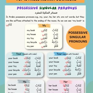 Master Arabic Possessive Pronouns – Singular, Dual & Plural | Arabic Grammar Worksheets