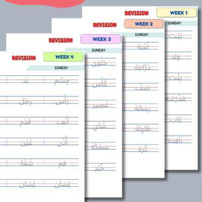 Printable Arabic Worksheets for Beginners – Learn 72 Essential Words in 4 Weeks (PDF for Kids & Non-Native Speakers)