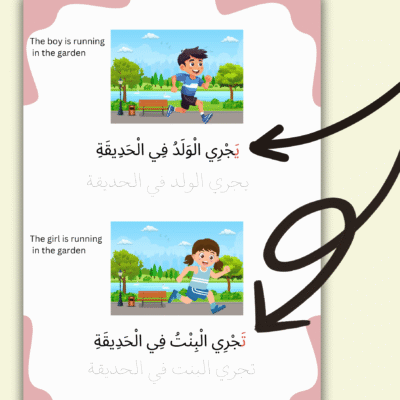 Colorful Arabic Sentences Reading & Tracing Worksheets for Kids & Beginners