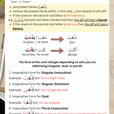 Arabic Imperative Verbs Worksheet – Learn Commands in Arabic Easily
