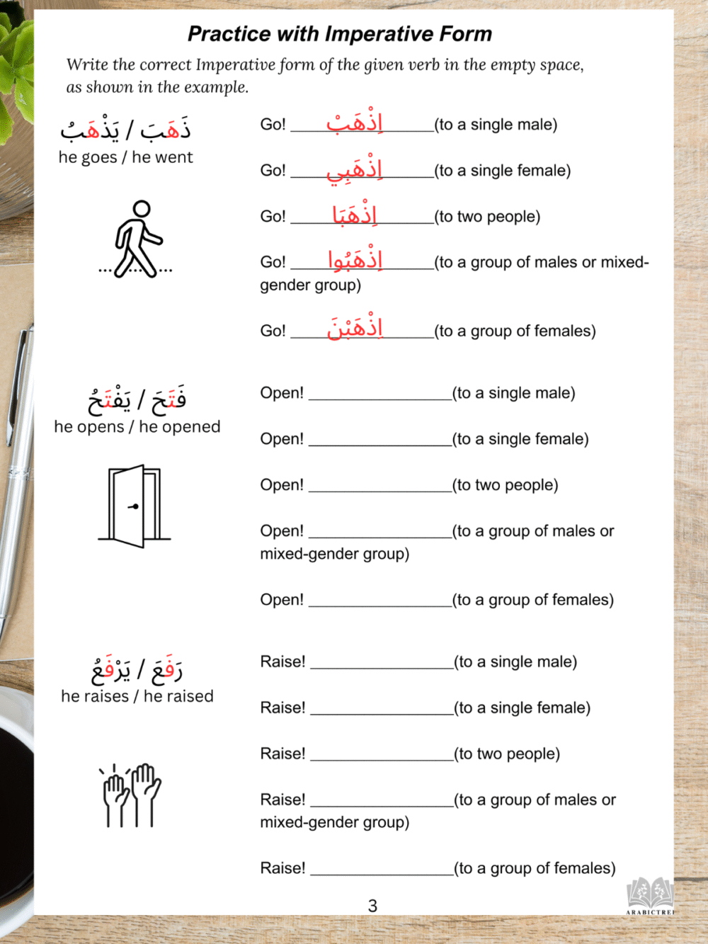 Arabic Imperative Verbs Worksheet – Learn Commands in Arabic Easily