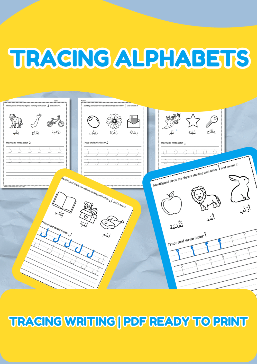 Free Arabic Alphabet Worksheets for Kids – Tracing, Writing & Coloring PDF