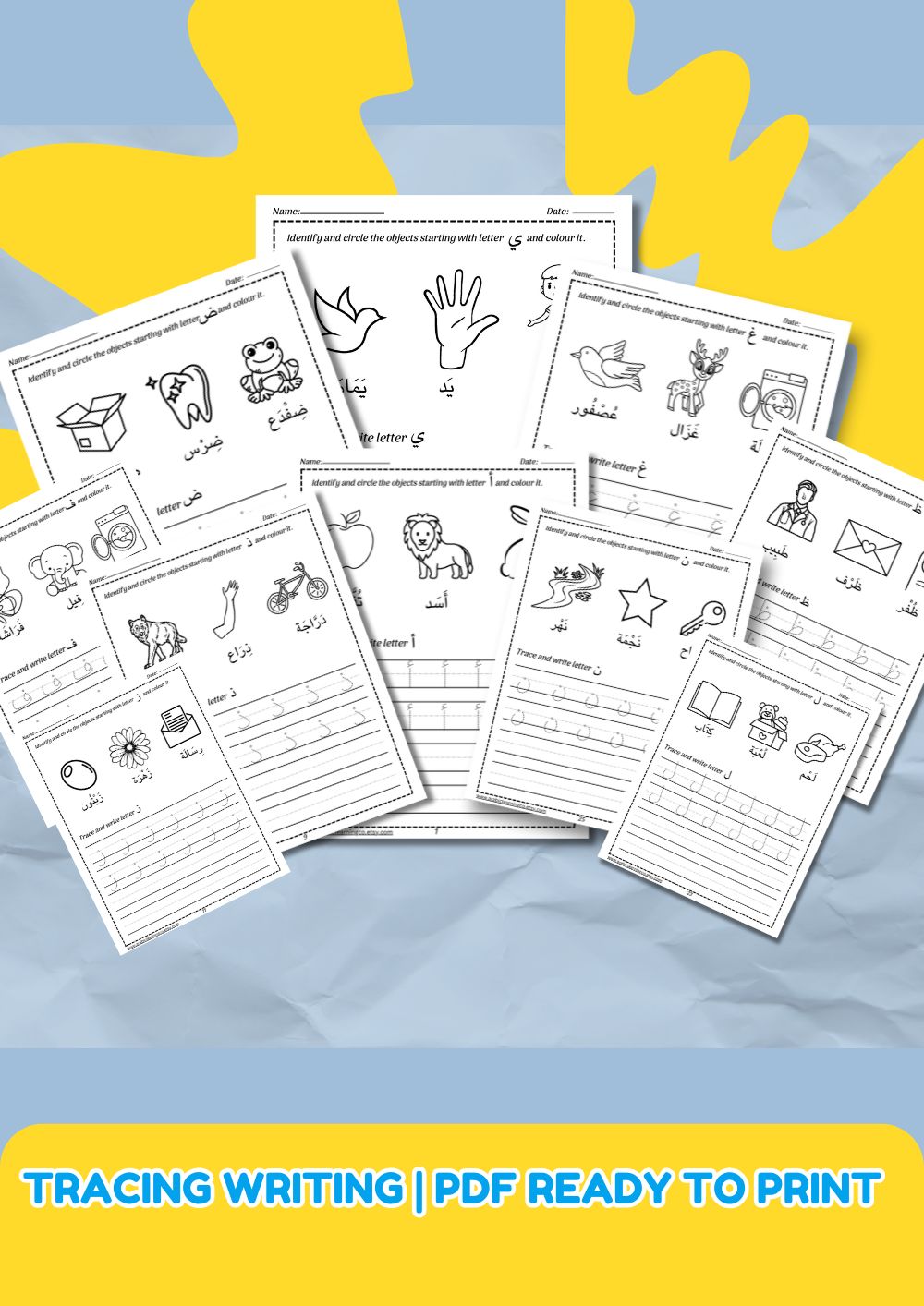 Free Arabic Alphabet Worksheets for Kids – Tracing, Writing & Coloring PDF