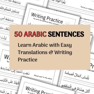 Master Arabic Writing: Sentence Practice Worksheets for Beginners & Language Learners