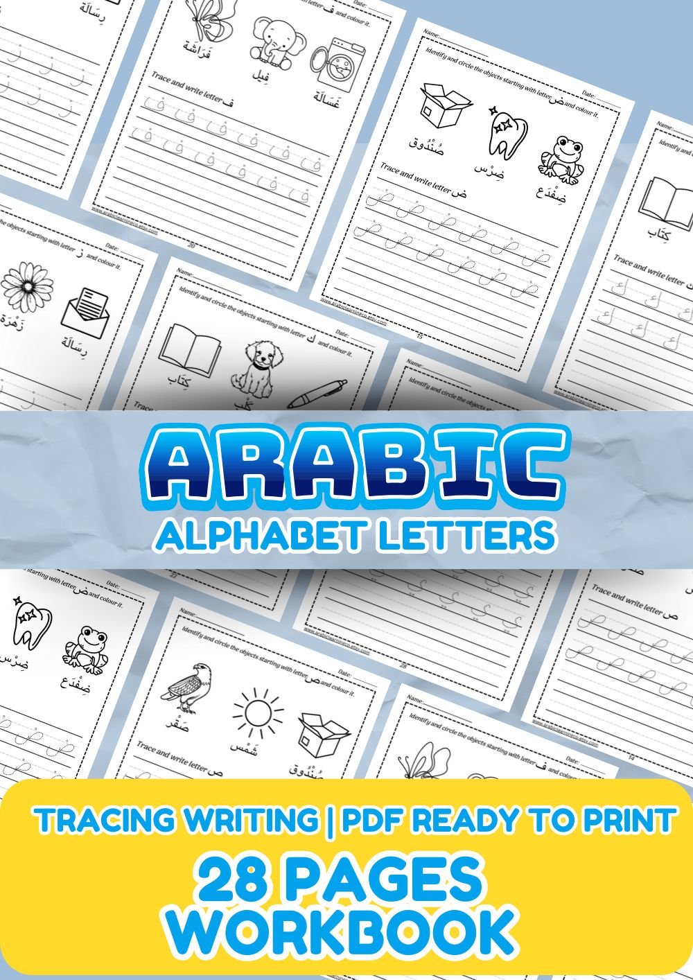 Free Arabic Alphabet Worksheets for Kids – Tracing, Writing & Coloring PDF