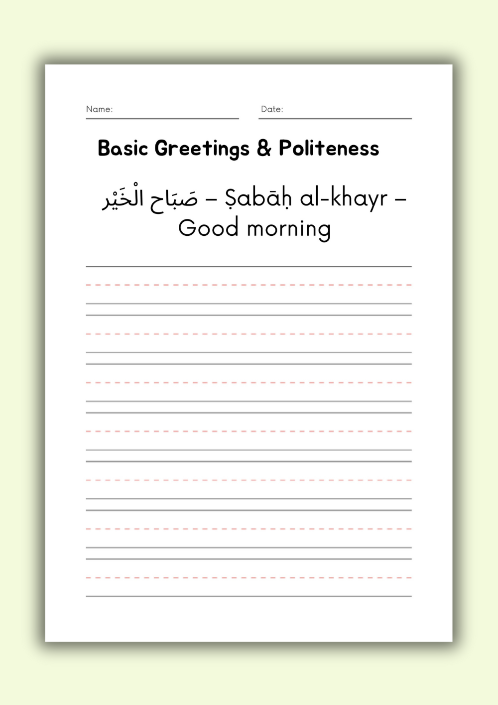 Learn Arabic: 50 Everyday Sentences with Writing Practice (PDF)