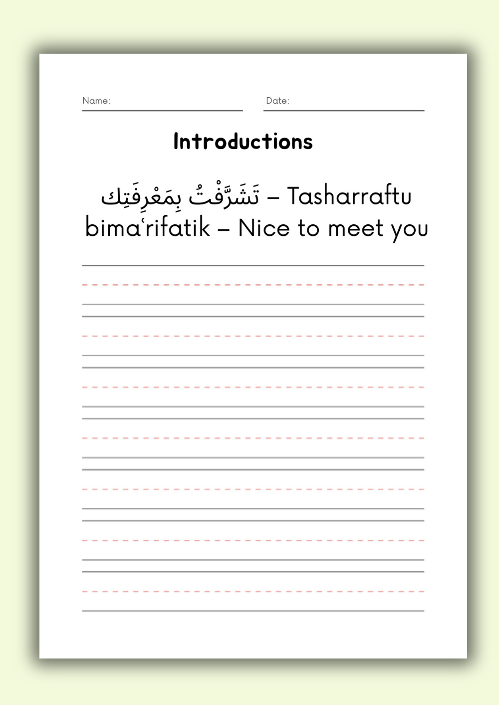 Learn Arabic: 50 Everyday Sentences with Writing Practice (PDF)