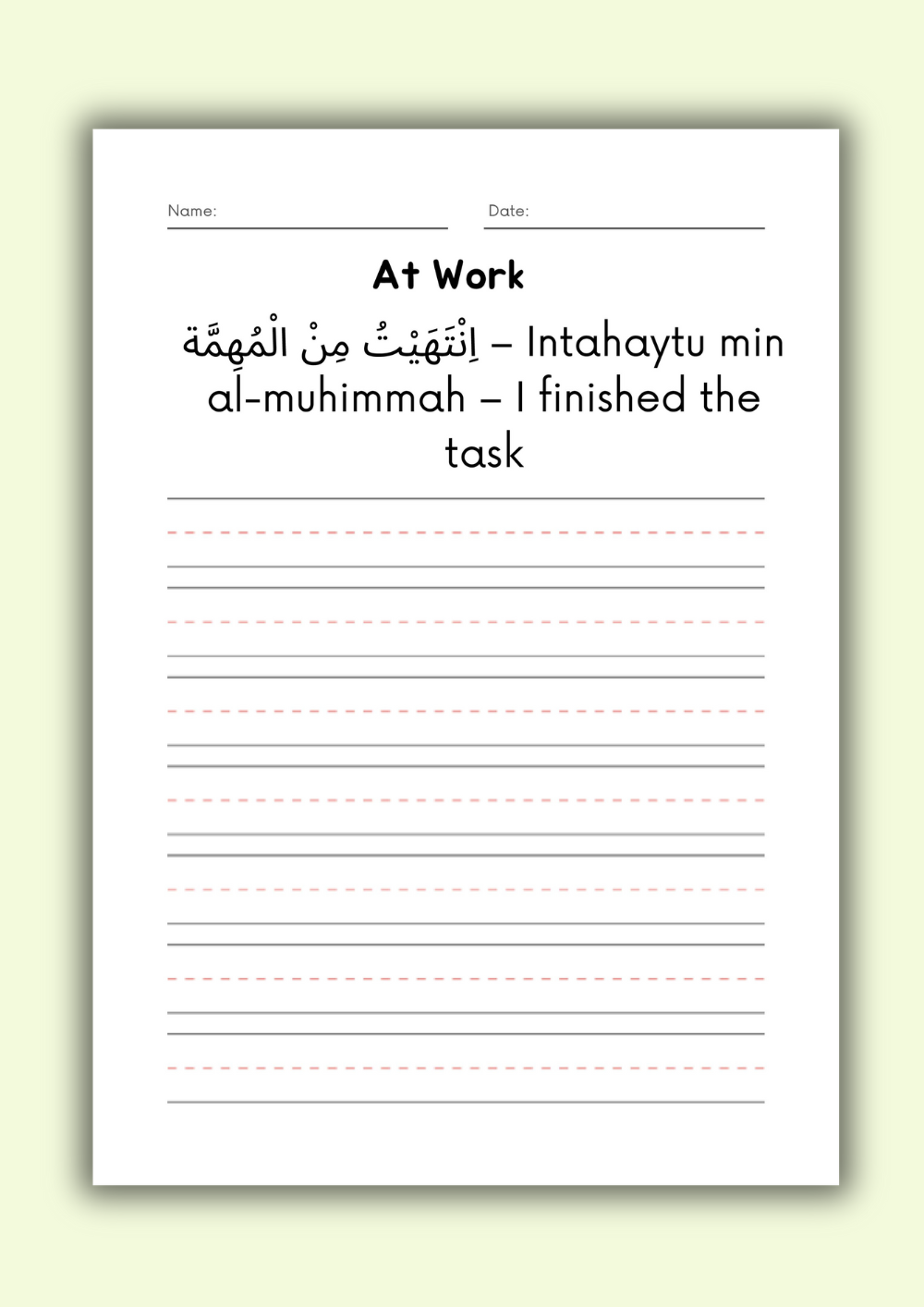 Learn Arabic: 50 Everyday Sentences with Writing Practice (PDF)