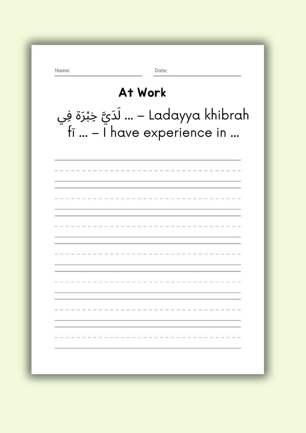 Learn Arabic: 50 Everyday Sentences with Writing Practice (PDF)