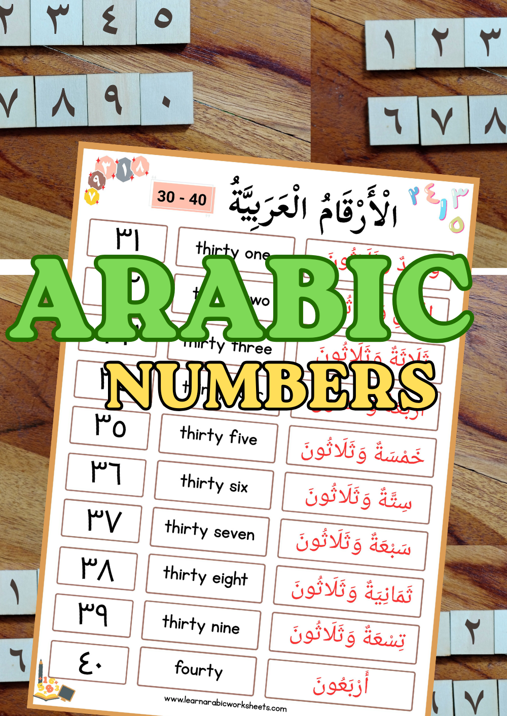 Arabic Numbers 1–100 Worksheet for Kids – Printable PDF