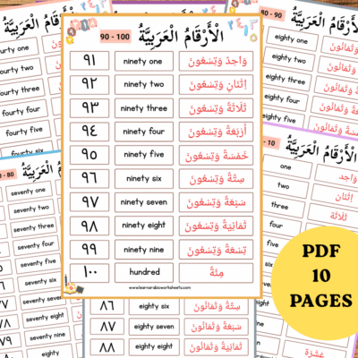 Arabic Numbers 1–100 Worksheet for Kids – Printable PDF